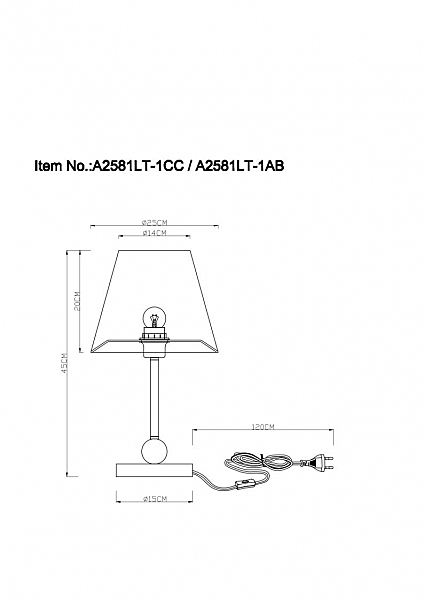 Настольная лампа Arte Lamp Elba A2581LT-1CC