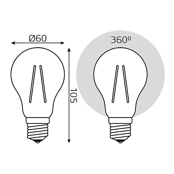 Светодиодная лампа Gauss Filament А60 102902112