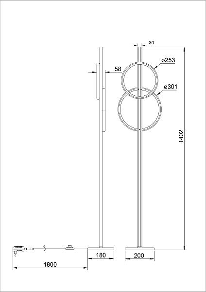 Торшер Arte Lamp Fluido A3913PN-24BK