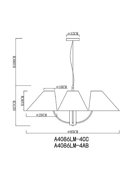 Подвесная люстра Arte Lamp Rondo A4086LM-4AB