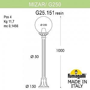 Столб фонарный уличный Fumagalli Globe 250 G25.151.000.WZE27