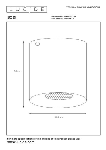Накладной светильник Lucide Bodi 09100/01/31