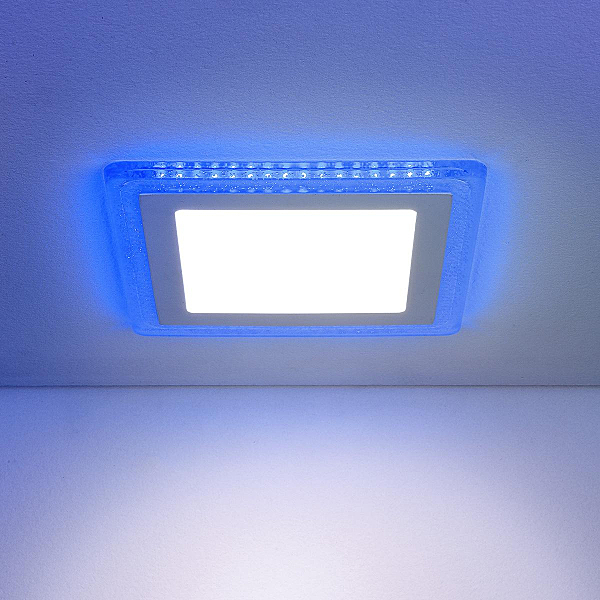 Встраиваемый светильник Elektrostandart DLS024 10W 4200K подсветка Blue