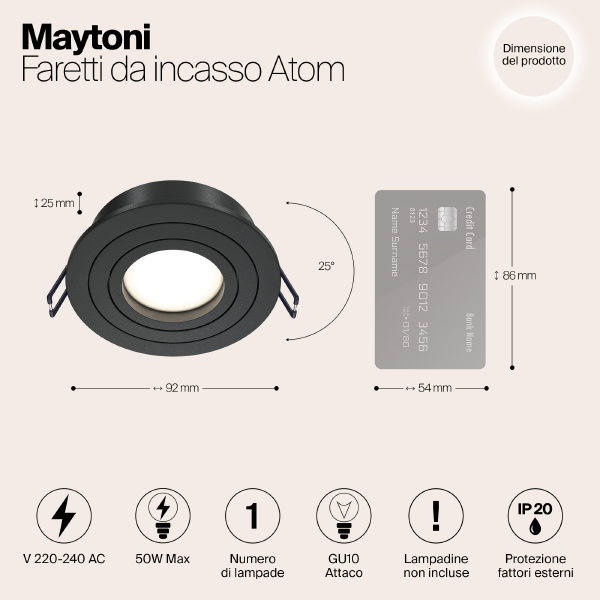 Встраиваемый светильник Maytoni Atom DL023-2-01B