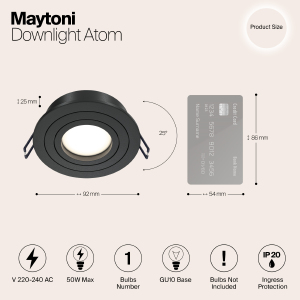 Встраиваемый светильник Maytoni Atom DL023-2-01B