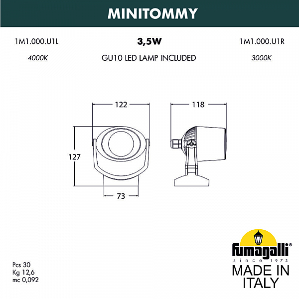 Прожектор уличный Fumagalli Minitommy 1M1.000.000.WXU1L