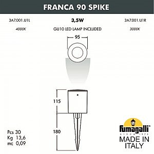 Грунтовый светильник Fumagalli Franca 90 3A7.001.000.WXU1L