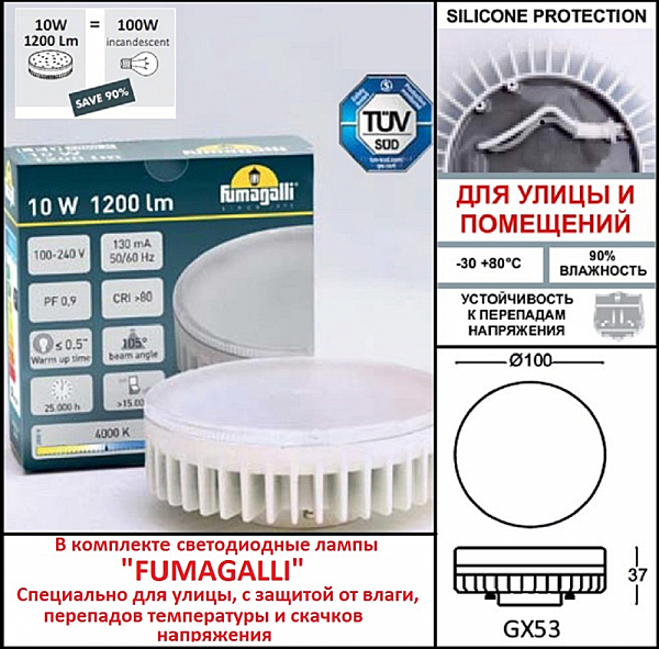 Уличный настенный светильник Fumagalli Elisa DS2.560.000.LXD1L