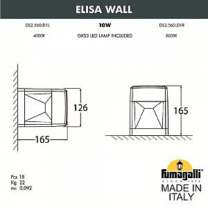 Уличный настенный светильник Fumagalli Elisa DS2.560.000.LXD1L