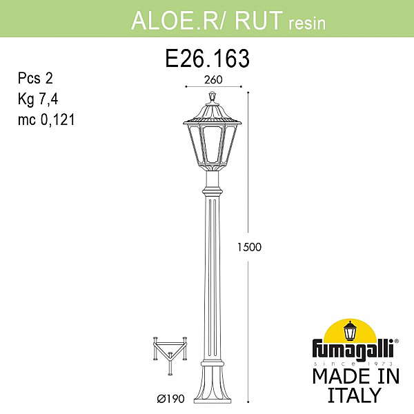 Уличный наземный светильник Fumagalli Rut E26.163.000.BYF1R