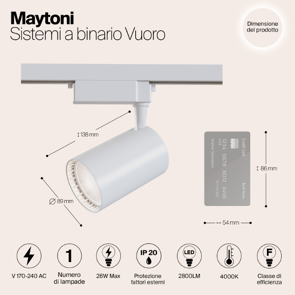 Трековый светильник Maytoni Vuoro TR003-1-30W4K-W