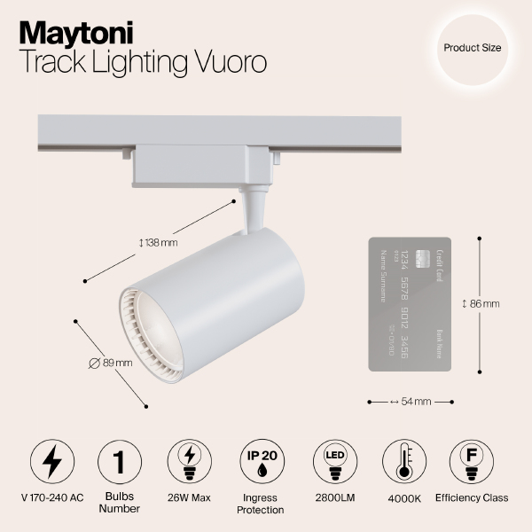Трековый светильник Maytoni Vuoro TR003-1-30W4K-W