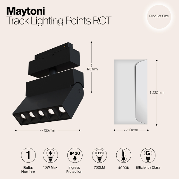 Трековый светильник Maytoni Points Rot Gravity TR015-2-10W4K-B