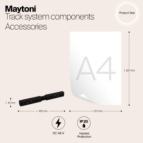 Прямой коннектор питания Maytoni Accessories for tracks TRA004PC-22B