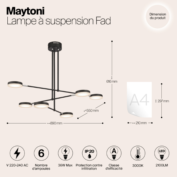 Потолочная светодиодная люстра Fad Maytoni MOD070PL-L38B3K