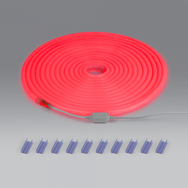 Светодиодный шнур Elektrostandard Набор гибкий неон LS003 220V 9.6W 144Led 2835 IP67 16mm круглый красный, 10 м