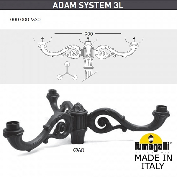 Столб фонарный уличный Fumagalli Noemi E35.205.M30.AXH27