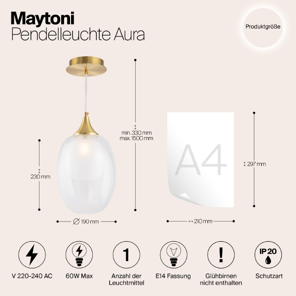 Светильник подвесной Maytoni Aura MOD016PL-01BS