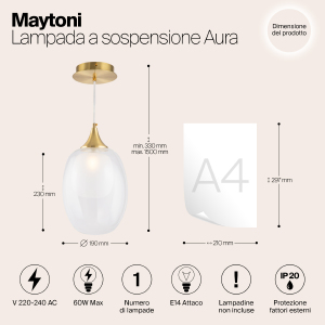 Светильник подвесной Maytoni Aura MOD016PL-01BS