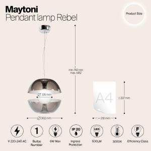 Светильник подвесной Maytoni Rebel MOD322PL-L6B3K