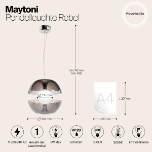 Светильник подвесной Maytoni Rebel MOD322PL-L6B3K
