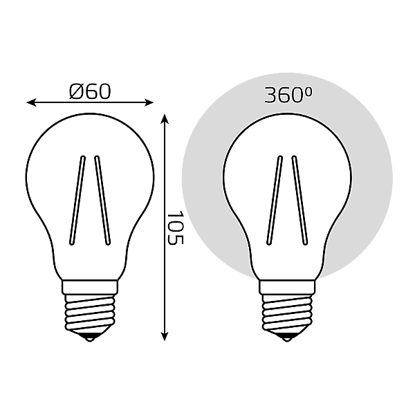 Светодиодная лампа Gauss Filament А60 102902220