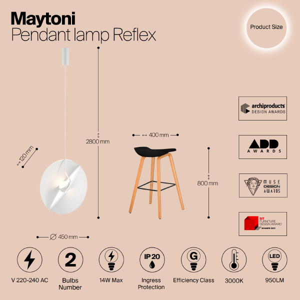 Светильник подвесной Maytoni Reflex MOD154PL-L6W3K