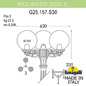 Столб фонарный уличный Fumagalli Globe 250 G25.157.S30.AYF1R