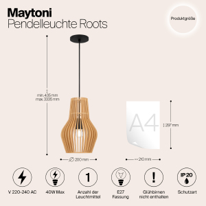 Светильник подвесной Maytoni Roots MOD191PL-01W