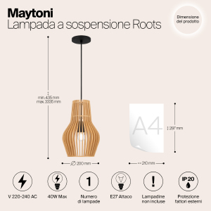 Светильник подвесной Maytoni Roots MOD191PL-01W