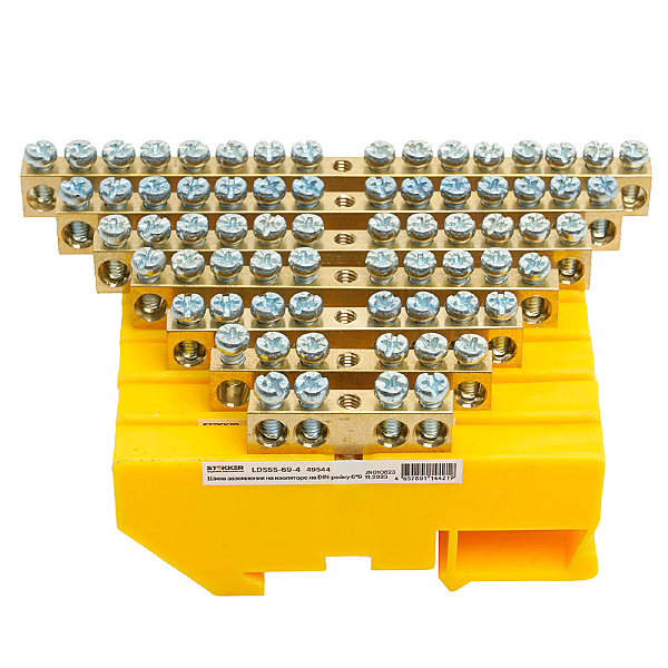 Шина PE на изоляторе 6*9 на DIN-рейку 6 выводов Stekker LD555-69-6 49545