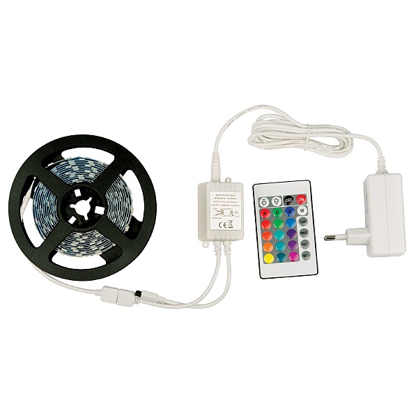 LED лента Volpe Uls-q221 ULS-Q221 5050-60LED/m-IP20-3M-RGB RRP36C24 Комплект светодиодной ленты с адаптером и контроллером