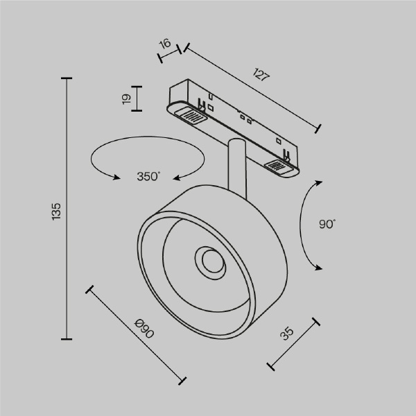 Трековый светильник Maytoni Lens TR217-4-15WTW-DS-B