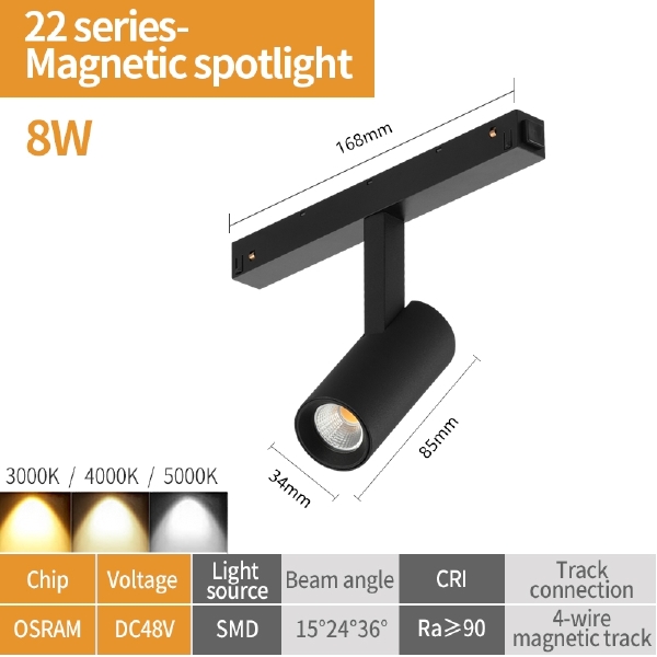 Трековый светильник iLEDEX TECHNICAL VISION48/22 SMART 4822-005-D34-8W-40DG-BK
